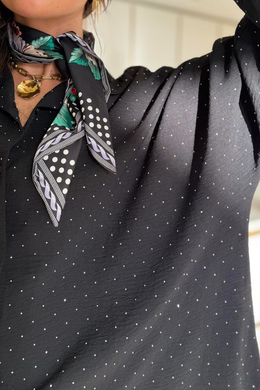 Stella Micro Stud Oversized Shirt Black